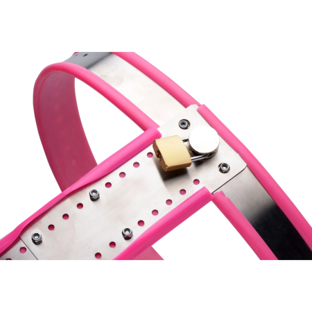 XR Brands Pink Stainless Steel Adjustable Chastity Belt for Women