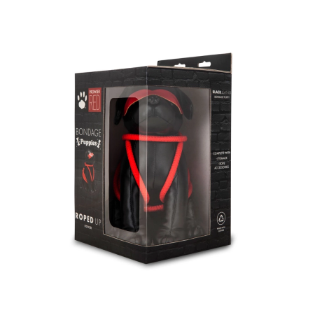 Kinksters Roped Up Rover - Leather Pup Figure with Rope Detail, Black