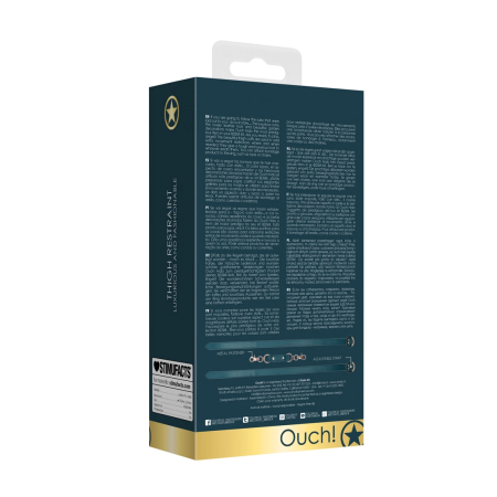 Ouch Halo Thigh Cuffs - Elegant Gold-Finish Leather Look, Adjustable