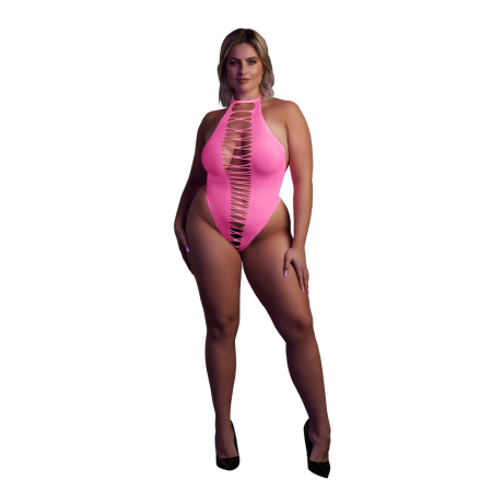 NEON High-Cut UV Active Bodysuit Neon Pink Stretchy XS-XXXXL