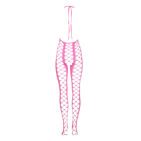 Shots Neon UV Halterneck Bodystocking - Stretch, Neon Pink, S-XL