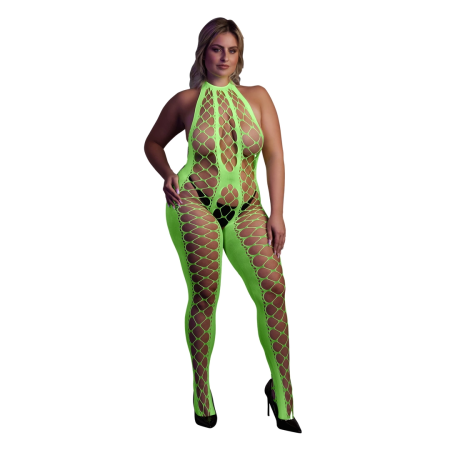Shots Neon Bodystocking Halterneck UV-Active Neon Pink XS/XL