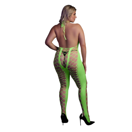 Shots Neon Bodystocking Halterneck UV-Active Neon Pink XS/XL