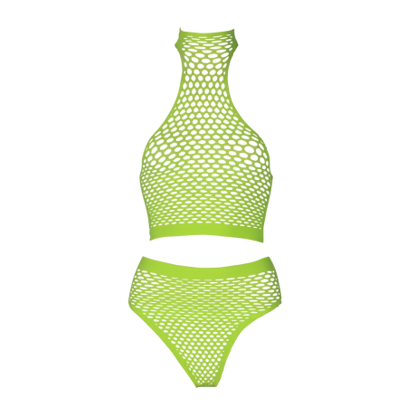 Neoness Turtle Neck Crop Top & High Waist Slip UV Neon Pink XL/XXXXL