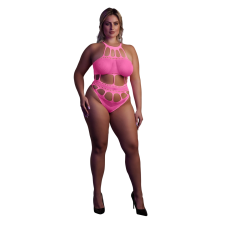 OUCH! Neon Body UV-Activated Grecian Neckline Neon Pink XS/XL