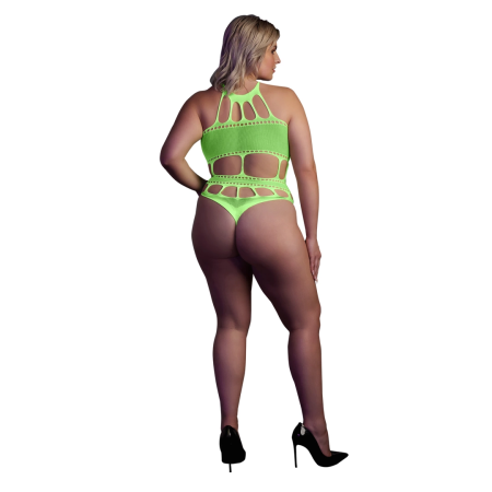 OUCH! Neon Body with Grecian Neckline UV Reactive - Neon Pink, Size XS/XL