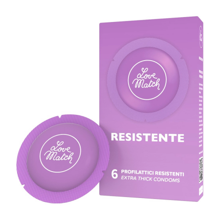 Love Match Resistente Durable Latex Condoms 6-Pack, Enhanced Strength