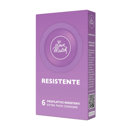Love Match Resistente Durable Latex Condoms 6-Pack, Enhanced Strength