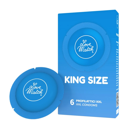 Love Match King Size Large Condoms 60 mm 6-Pack for Comfortable Fit