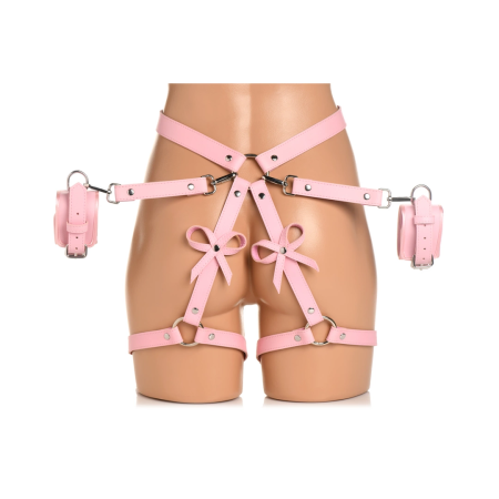 Sportsheets Body Harness with Decorative Bows XL/2XL Pink Vegan Leather