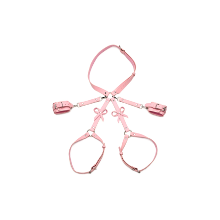 nsnovelties Bondage Harness M/L Pink - Adjustable Faux Leather with Bows