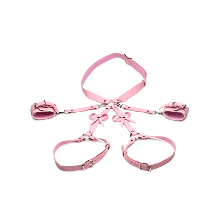 nsnovelties Bondage Harness M/L Pink - Adjustable Faux Leather with Bows