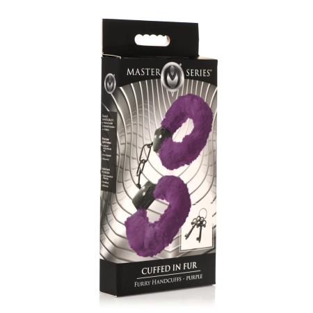 XR Brands Cuffed in Fur Adjustable Furry Handcuffs Purple