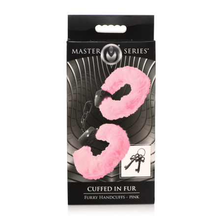 Cuffed in Fur Pink Adjustable Faux Fur Handcuffs with Metal Core