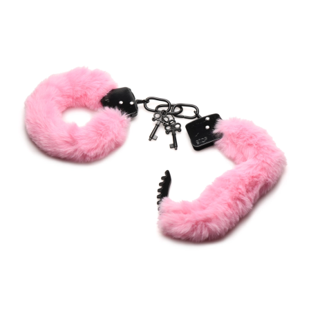 Cuffed in Fur Pink Adjustable Faux Fur Handcuffs with Metal Core