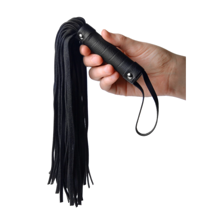 Pleather Pleasure Mini Flogger Black PU Leather Compact 34cm