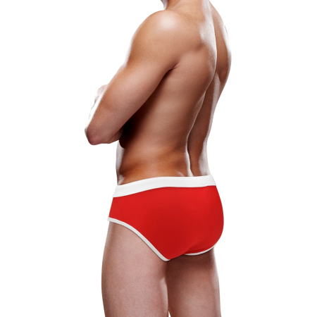 Prowler Swim Briefs M Red - Sporty Fit, White Accents, Drawstring