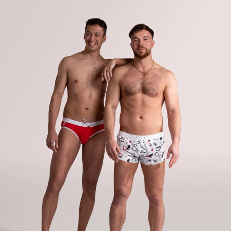 Prowler Swim Brief S Red - Sporty Men’s Swimwear, White Waistband