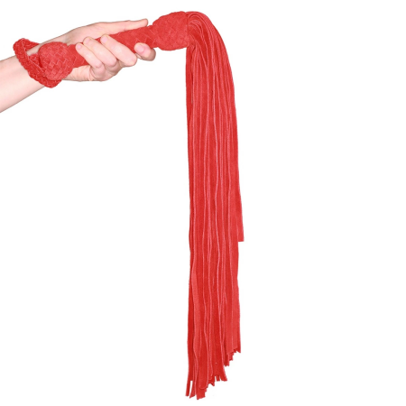 Prowler RED Leather Suede Flogger Red - Weighted Handle, 50 cm