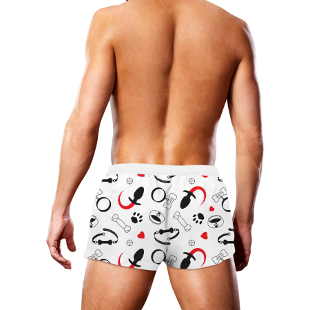 Prowler Swim Trunks Puppie Print S Black-White-Red Elastic Waistband