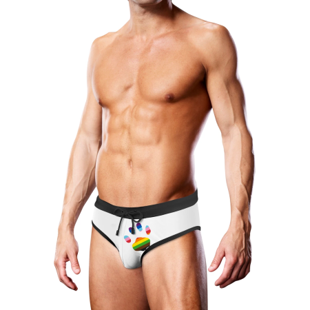 Prowler Swim Brief XL White Oversized Paw Print Progress Design