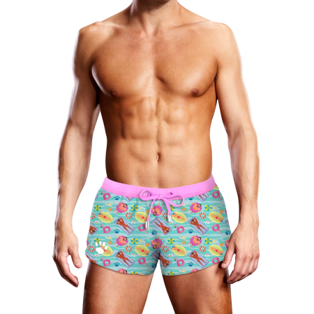 Prowler Swim Trunks M - Colorful Poolside Print, Quick-Dry, Drawstring