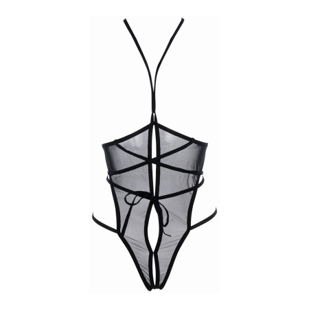 Nicola Teddy Open Cup Mesh Bodysuit S/M Black Adjustable Straps