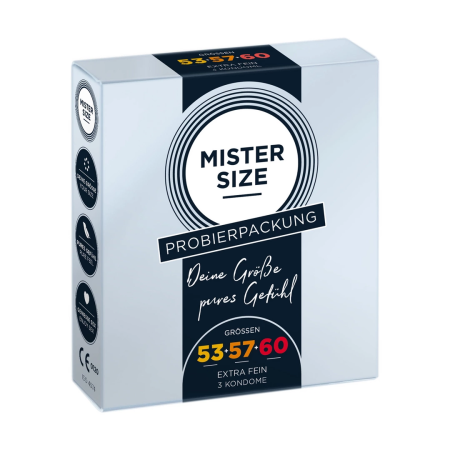 Mister Size Pure Feel Test Package Medium 53/57/60mm 3-Pack Condoms