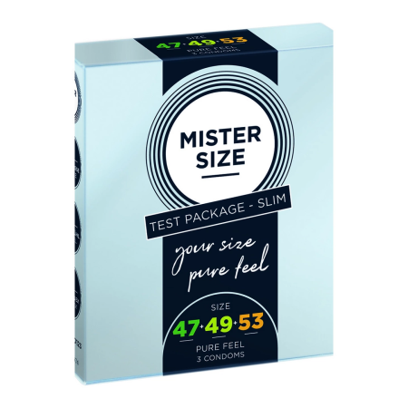 Mister Size Pure Feel Test Kit Slim Condoms 47/49/53mm 3-Pack