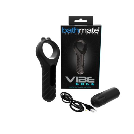 Bathmate Vibe Edge Silicone Ring with 10-Mode Vibration Bullet Blue