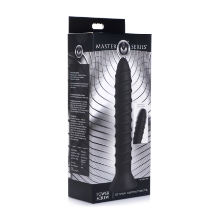 Master Series Power Screw Silicone Spiral Vibrator Black 20 cm