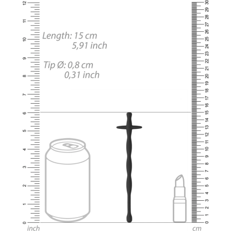 Triune Silicone Urethral Dilator Flexible 8 mm Body-Safe Black