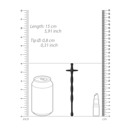 Triune Silicone Urethral Dilator Flexible 8 mm Body-Safe Black