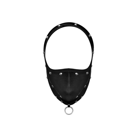 Male Power Triton Adjustable Mask with Neck Strap and Front Ring Black