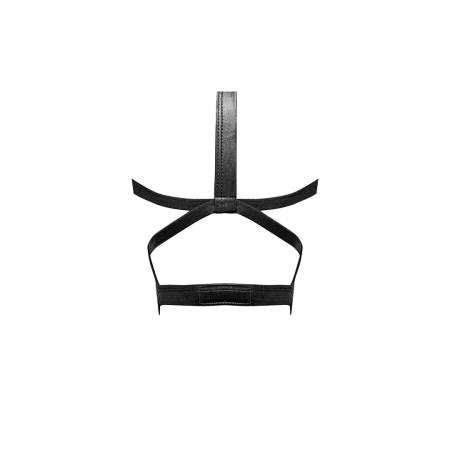 Male Power Triton Adjustable Mask with Neck Strap and Front Ring Black