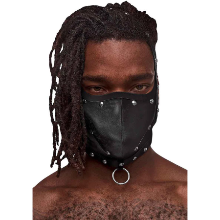 Male Power Triton Adjustable Mask with Neck Strap and Front Ring Black