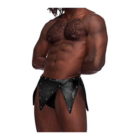 Male Power Gladiator Kilt L/XL Black - Modern Design with Stud Accents