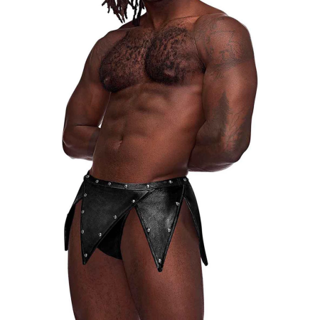 Male Power Gladiator Kilt L/XL Black - Modern Design with Stud Accents