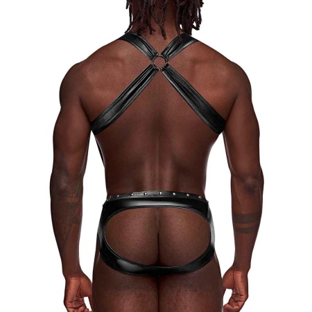 Male Power Uranus L/XL Harness-Style Jock Briefs with Straps Black