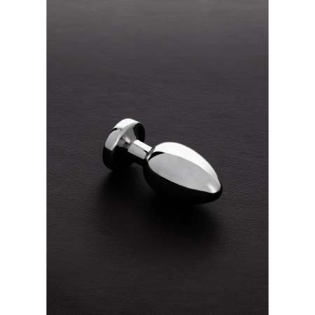 Ouch! Stainless Steel Plug with Glass Gemstone - Small, Silver