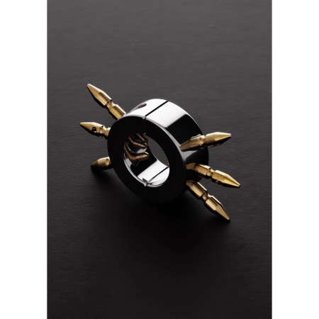 Shots Steel Ball Stretcher Adjustable Spiked Ring, Stainless Steel, 2-Piece