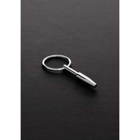 Ouch! Stainless Steel Hollow Mini Intimate Plug 0.3/0.8 cm with Safety Ring