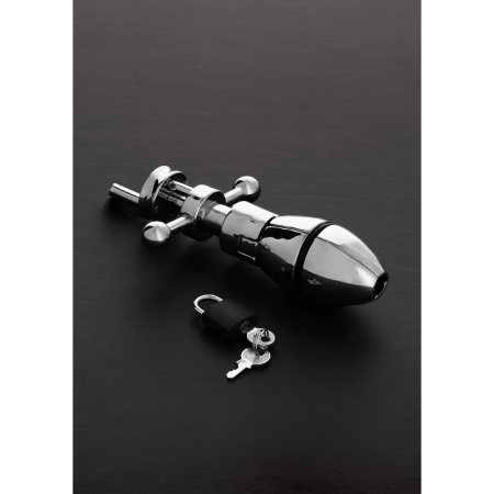 Master Series The Anal Lock Expandable Steel Plug with Padlock Option