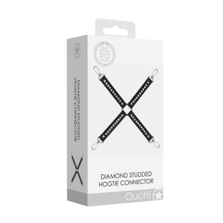 EasyToys Diamond Series Hogtie Restraint with Decorative Studs Black