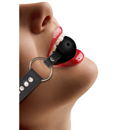 EasyToys Diamond Series Adjustable Breathable Ball Gag Black Strap
