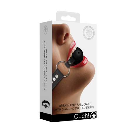 EasyToys Diamond Series Adjustable Breathable Ball Gag Black Strap