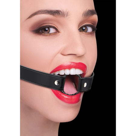 Master Series Wrapped O-Ring Gag Adjustable PU Strap 3.2cm Black