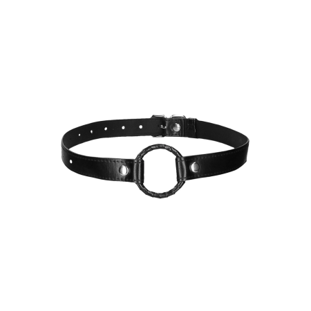 Master Series Wrapped O-Ring Gag Adjustable PU Strap 3.2cm Black