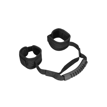 Ouch! Adjustable Velcro Handcuffs with Ergonomic Handle - Black