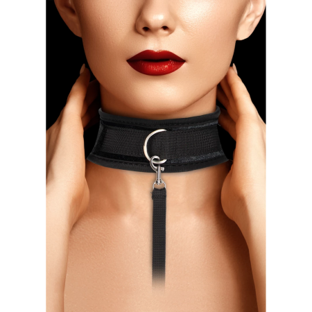 Ouch! Velvet Adjustable Collar with Leash - Soft Touch, 120 cm Lead